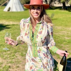 Floral Green and Cream Women's Dress